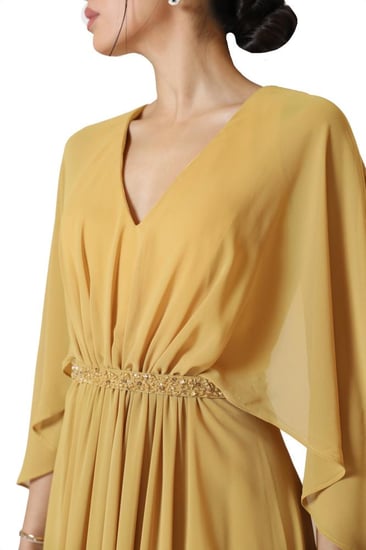 فستان سهرة نسائي درابيه مع كيب