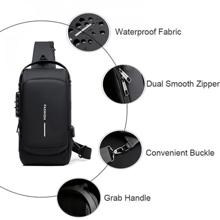 شنطة كتف مضادة للسرقة، شنطة ظهر يومية خفيفة الوزن مع منفذ شحن USB مضادة للماء