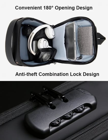 شنطة كتف مضادة للسرقة، شنطة ظهر يومية خفيفة الوزن مع منفذ شحن USB مضادة للماء