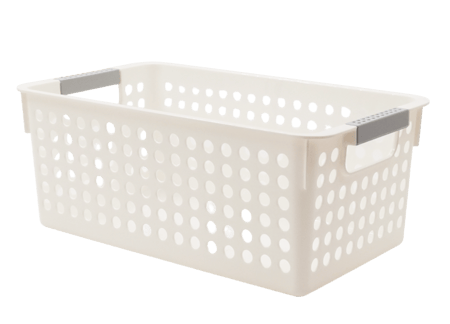 صندوق تخزين طويل بمقبض حجم صغير - ابيض