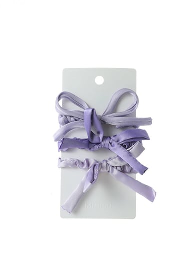 ربطات شعر بفيونكة من سلسلة أرجوانية  - 3 قطع