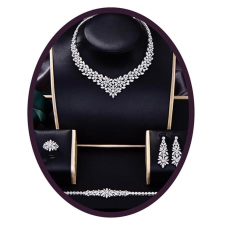 طقم فضة عيار 925 بتصميم الماس - [0040]