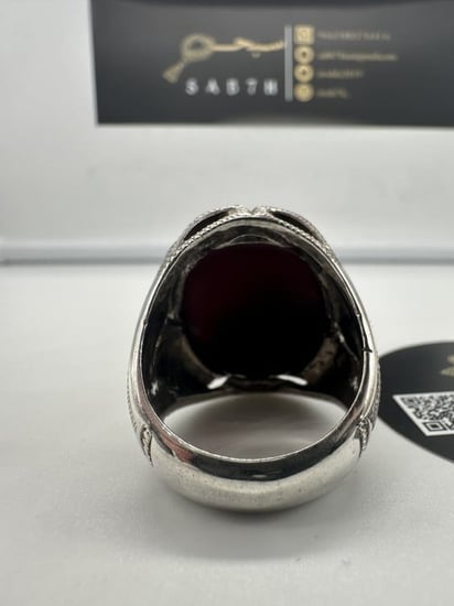 خاتم عقيق يماني فضة 925 صياغة الشريف