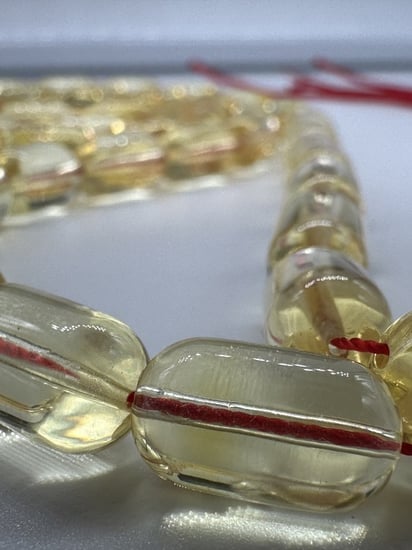 سبحة كهرمان بلطيقي حر مائي شفاف فرز سوبر  45 خرزه