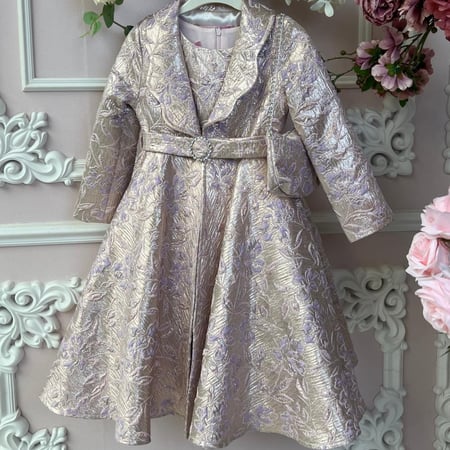 فستان ملكي+جاكيت وشنطة وطوق