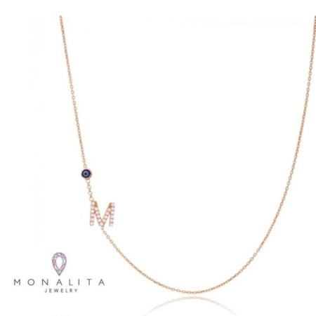 سلسلة حرف بالانجليزي الأنيقة , اللون روز جولد  (LE1) .