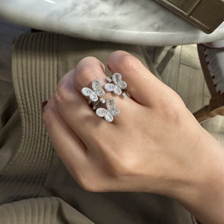 خاتم فراشة أنيق اللون فضي (R110) .