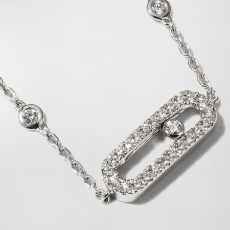 سلسال ميسكا أنيق باللون الفضي .(N1029)