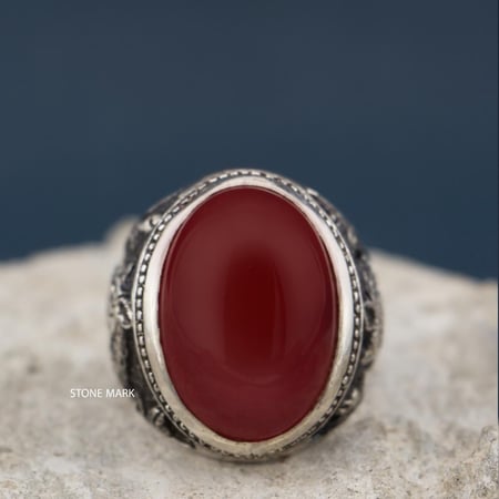 خاتم عقيق خراساني أحمر صياغة سيد علي عرب