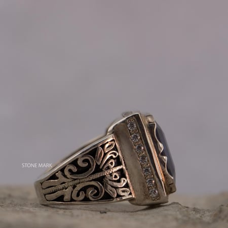 خاتم زفير بانكوك (صناعي) مرصع زركون صياغة الشريف