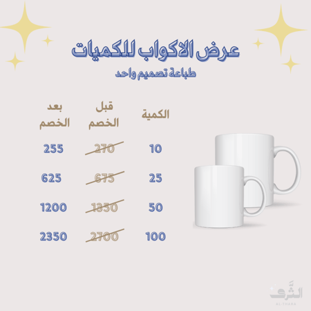 عروض الاكواب - مع الطباعة