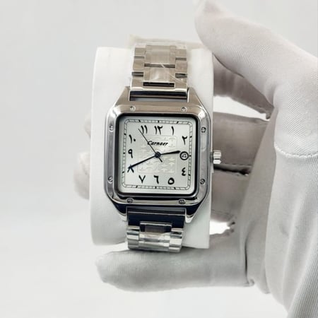 ساعة عربي سانتوس فضي