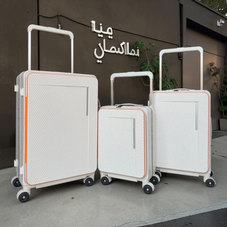 طقم حقائب سفر أنيق 3 قطع بقفل أمان وعجلات 360