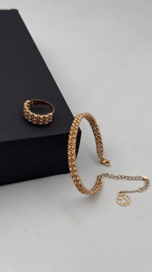 سوارة مع خاتم ( دوريكا لازوردي ) ذهب عيار 21