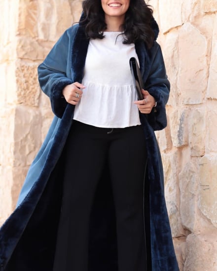 فروة نسائي كلاسيك لون كحلي تميزي بشتاء دافى - متجر درة مسك