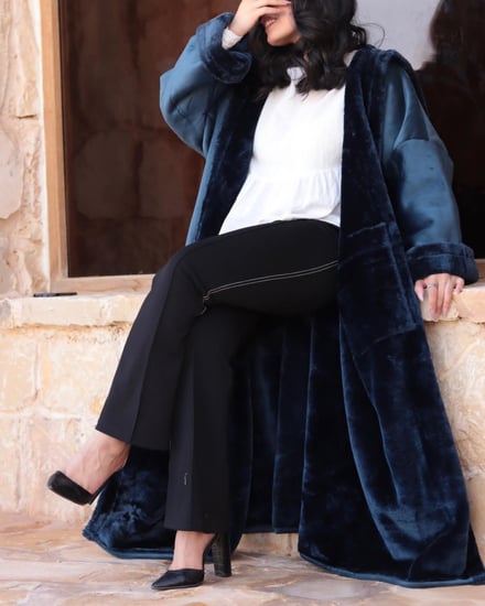 فروة نسائي كلاسيك لون كحلي تميزي بشتاء دافى - متجر درة مسك