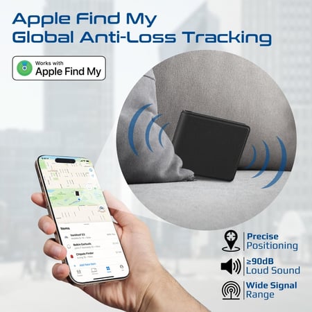 بروميت محفظة ذكية جلدية مع تتبع Apple Find My وحماية ProWallet