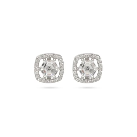 حلق فضه مزين بفصوص الزركون