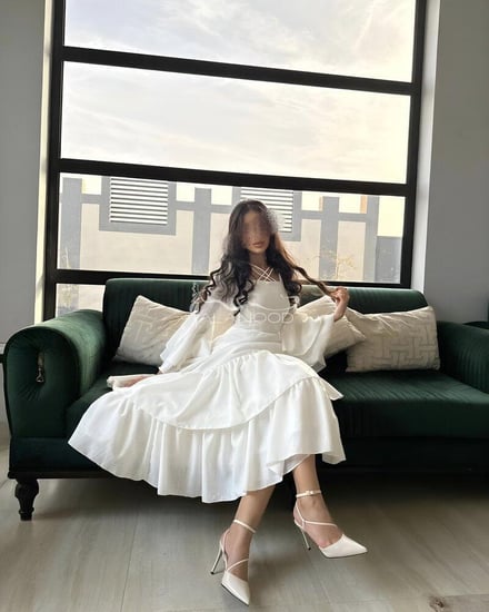 فستان العيد كتان ابيض