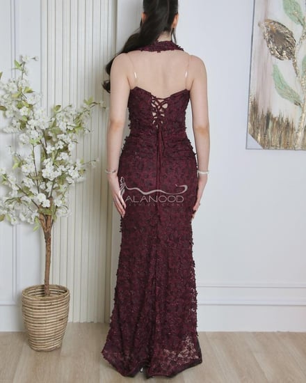 فستان عنابي انيق