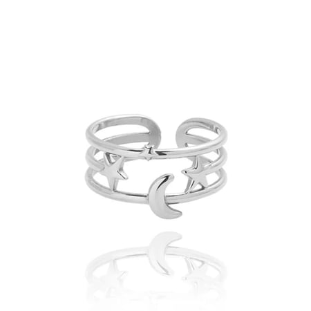 Moon and star ring