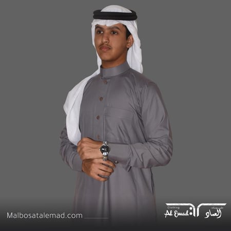 ثوب العماد رسمي رصاصي غامق بكبك