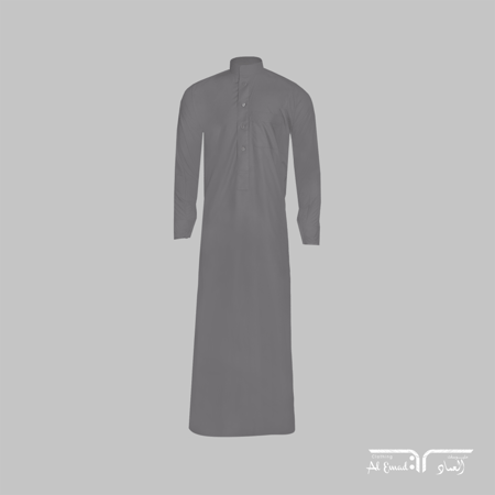 ثوب رسمي رصاصي غامق رقبة سادة  كبك من ملبوسات العماد