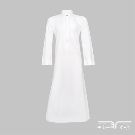 ثوب شبابي سكري مطرز رقبة قلاب سادة من ملبوسات العماد