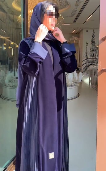 عباية كتف قماش قطيفة مخمل معا كسرات كحلي من الجوانب - ايف ستايل