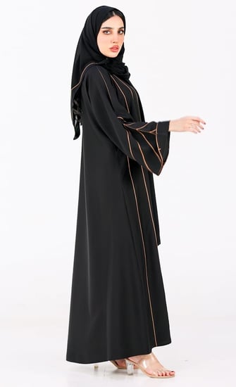 عباية كتف قماش نواعم كوري الاصلي مخطط بني-ايف ستايل