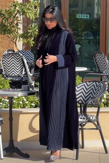 عباية كتف قماش قطيفة مخمل معا كسرات كحلي من الجوانب - ايف ستايل