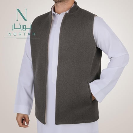 سديري رجالي رمادي غامق مع بيج