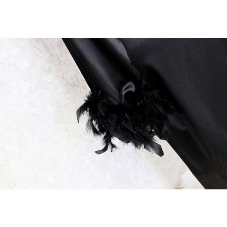 روب عرايس طويل اطراف ريش ناعم أسود