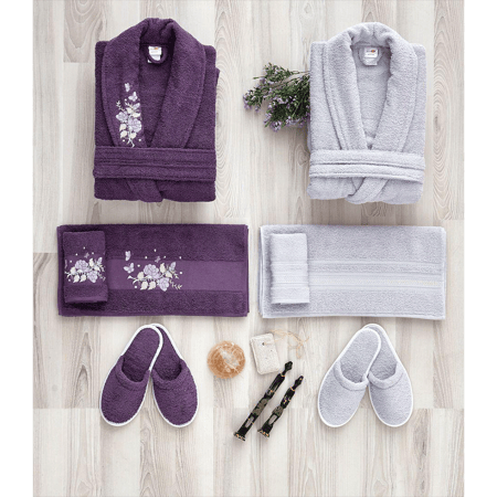 ارواب حمام عرسان - بنفسجي لمسة تطريز للهدايا