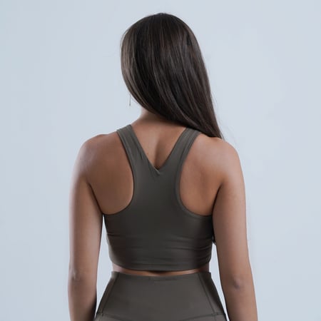 High Impact Crop Tank Top - Olive Green