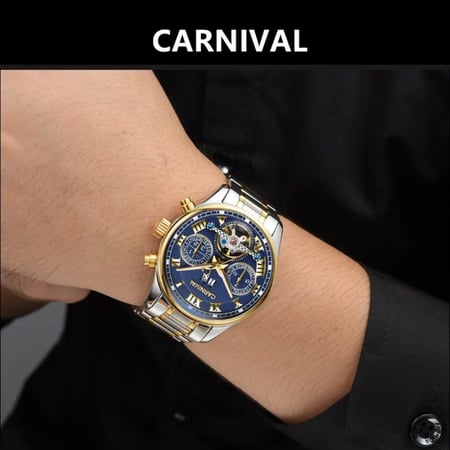 ساعة كارنيفال السويسرية الاتوماتيكية الفخمة للرجال , تمزج بين الأناقة الفاخرة والأداء الرفيع، مقدمة لك تجربة فريدة من نوعها في عالم الساعات الفاخرة. تصميم راقٍ وتقنيات حديثة يجتمعان لتقديم لمسة من الفخامة والدقة في كل لحظة