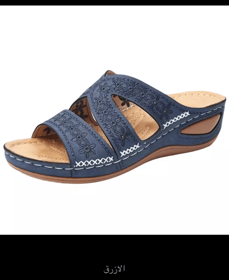 صنادل نسائي مصنوعة من الجلد مضادة للانزلاق