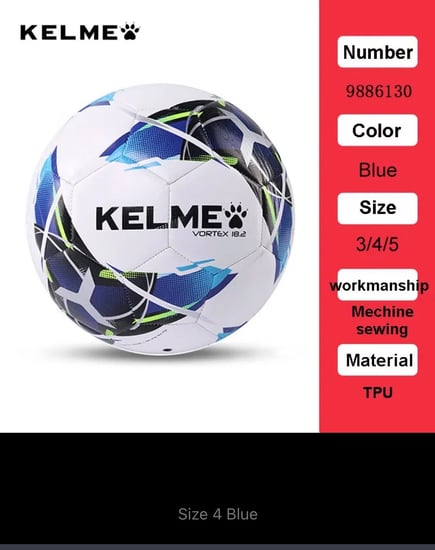 كرات كرة القدم  الاحترافية من KELME مقاس 3 و4 وحجم 5 باللون الأحمر والأخضر