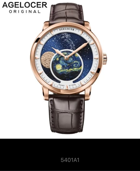 ساعةالعلامة التجارية Moonphase AGELOCER الساعات الفاخرة رجالي سويسرا تصميم مراحل القمر