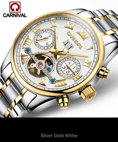 ساعة كارنيفال السويسرية الاتوماتيكية الفخمة للرجال , تمزج بين الأناقة الفاخرة والأداء الرفيع، مقدمة لك تجربة فريدة من نوعها في عالم الساعات الفاخرة. تصميم راقٍ وتقنيات حديثة يجتمعان لتقديم لمسة من الفخامة والدقة في كل لحظة