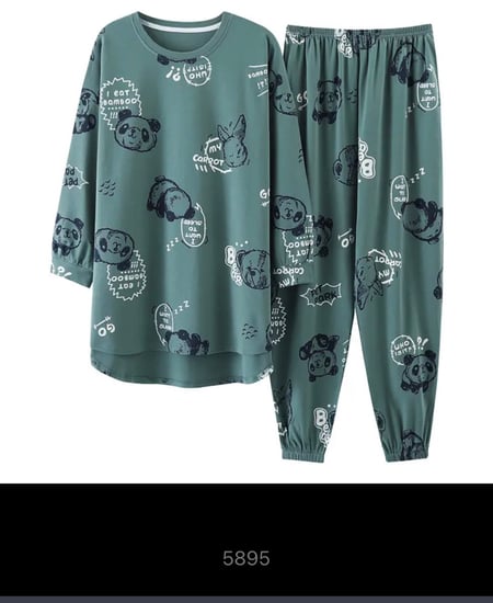 بيجامات قطعتين طويلة الاكمام للنساء محبوكة القطن