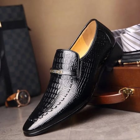 ‎أحذية جلدية رجالي بولي Luxury الفاخرة التمساح نمط رجال الأعمال