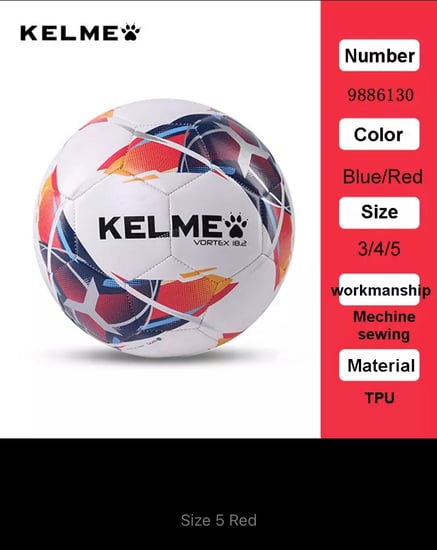 كرات كرة القدم  الاحترافية من KELME مقاس 3 و4 وحجم 5 باللون الأحمر والأخضر