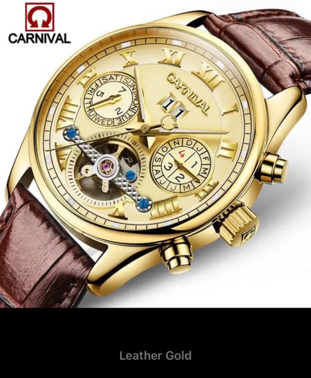 ساعة كارنيفال السويسرية الاتوماتيكية الفخمة للرجال , تمزج بين الأناقة الفاخرة والأداء الرفيع، مقدمة لك تجربة فريدة من نوعها في عالم الساعات الفاخرة. تصميم راقٍ وتقنيات حديثة يجتمعان لتقديم لمسة من الفخامة والدقة في كل لحظة