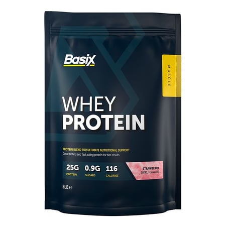 Basix - Muscle Whey Protein - Strawberry Swirl - 5lb بيسيكس واي بروتين 5 باوند بنكهة الفراولة
