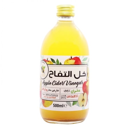 خل تفاح عضوي غير مفلتر مع أم الخل - 500 مل