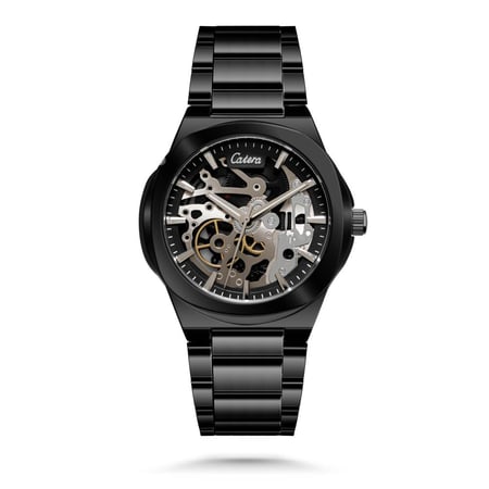 ساعة كاتيرا للرجال بمينا مفتوح وعلبة من الفولاذ