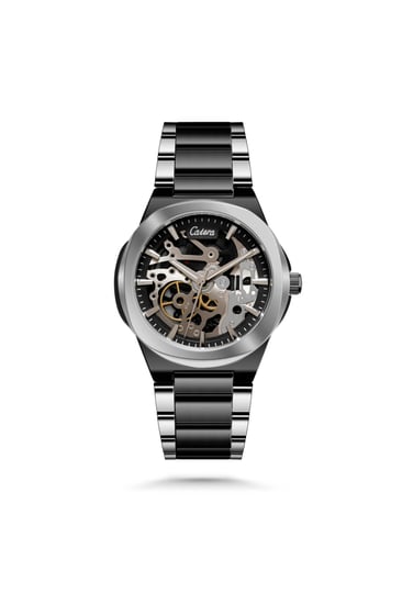 ساعة كاتيرا للرجال بمينا مفتوح وعلبة من الفولاذ