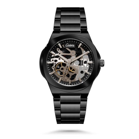 ساعة كاتيرا للرجال بمينا مفتوح وعلبة من الفولاذ