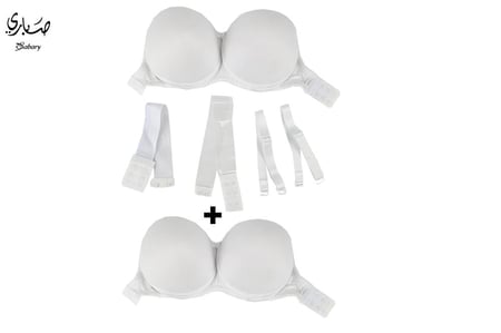 حماله صدر  بحديده للمناسبات بوش اب تحتوي علي 2 سير كتف و2 سير ظهر  أحدهم شفاف والآخر قماش (عبوة) قطعتين